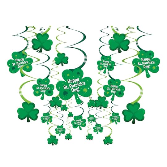 St. Patrick&#x27;s Day Shamrock Swirls Decorations, 60ct.